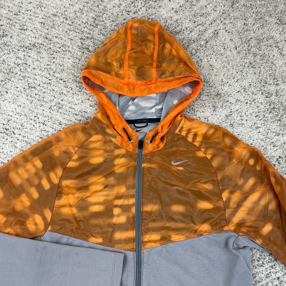 Nike Running Hoodie Mens Small Fanatic *STAINS* Dri Fit Jacket Orange Stretch - Picture 4 of 12